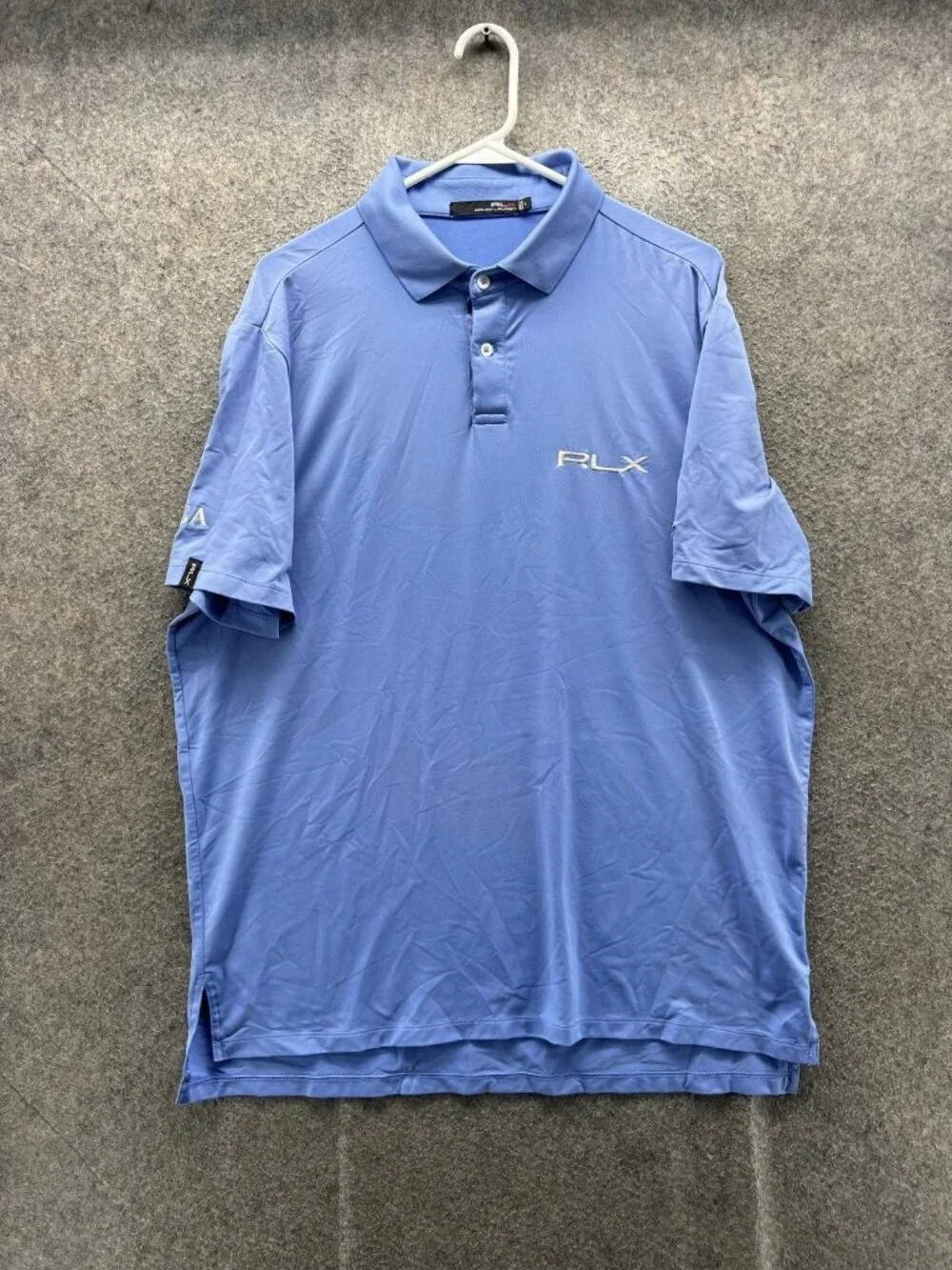 RLX Ralph Lauren Polo Shirt Mens Large Blue Solid Golf Performance Stretch